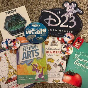 Disney Park Memorabilia Lot | TRON Opening Sticker + Epcot Festival Passports